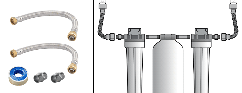 Add Ons/Accessories for Non-Backwashing Whole House Carbon Water Filter (20" Housings Sediment Pre & Post Filters & 3/4" Ports)