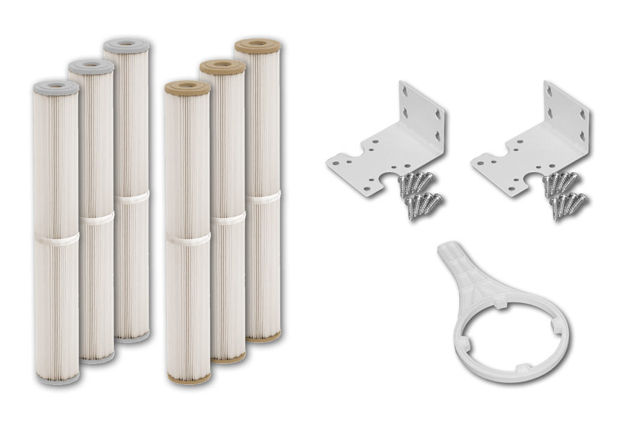 Accessories for Non-Backwashing Whole House Carbon Water Filter (20" Housings Sediment Pre & Post Filters & 3/4" Ports)