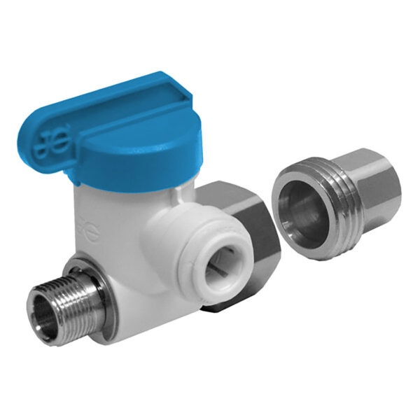 John Guest Angle Stop Adaptor Valve with 1/2" Male Compression x 3/8" Female Compression x 1/2" or 3/8" - Lead Free