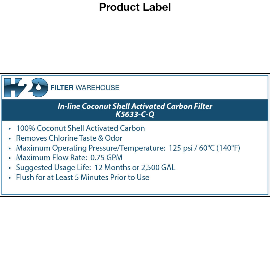 H2O Filter Warehouse 11" x 2-1/2" Inline Carbon Filter w 1/4" Quick-Connect Fittings - Image 2