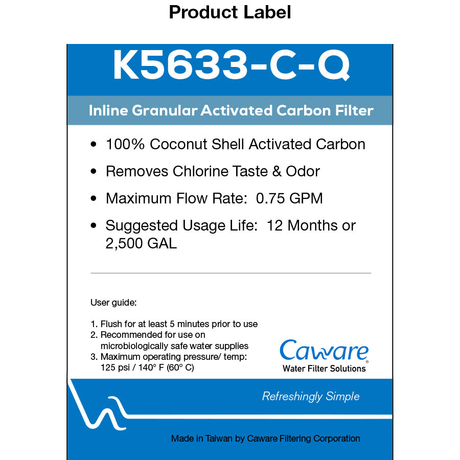 CA Ware Inline Carbon Filter w 1/4" Quick-Connect Fittings - Image 2