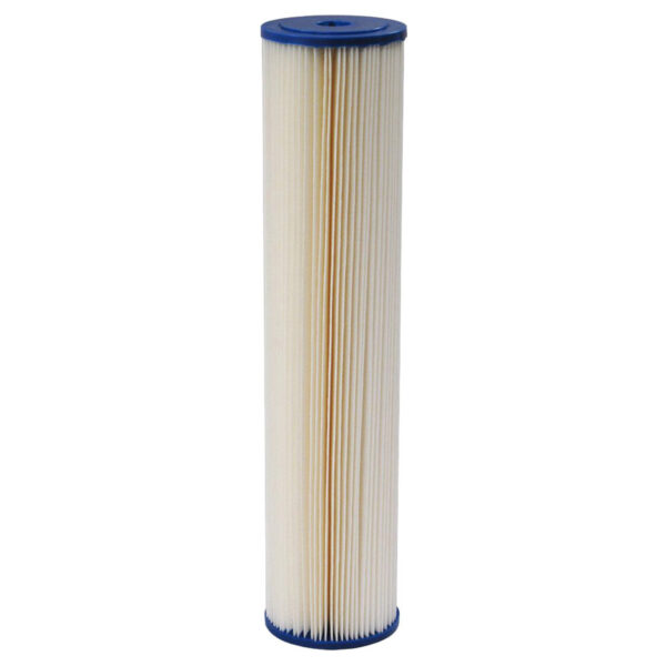 Harmsco Calypso Blue Poly-Pleat 20" x 4-1/2", 1 Micron Absolute Pleated Sediment Cartridge (10 GPM, 20 sq ft Media)