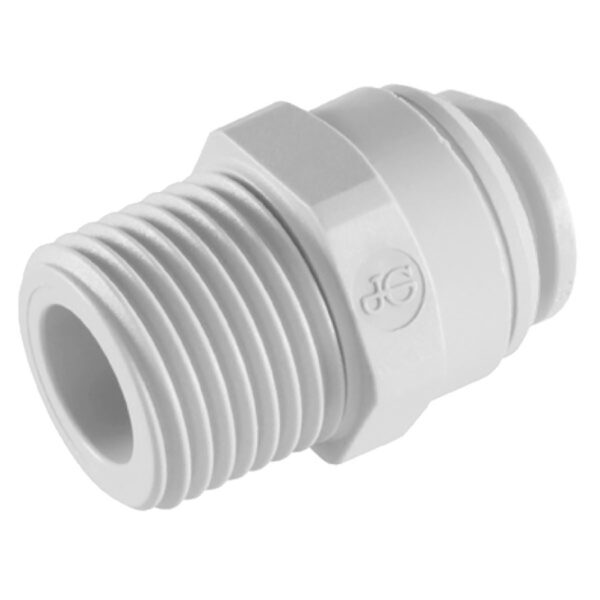 John Guest 1/4" x 1/8" NPTF Male Connector (White Polypropylene)