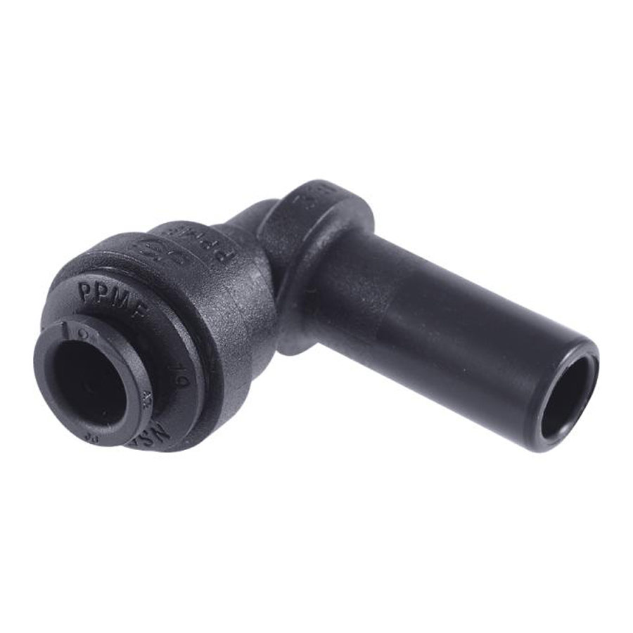 John Guest 3/8" x 1/4" Plug-In Elbow (Black Polypropylene)