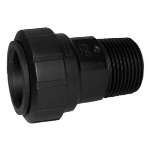 3/4" CTS x 1" John Guest NPT Male Connector, John Guest 3/4" CTS x 3/4" NPT Male Connector (Black Polypropylene)