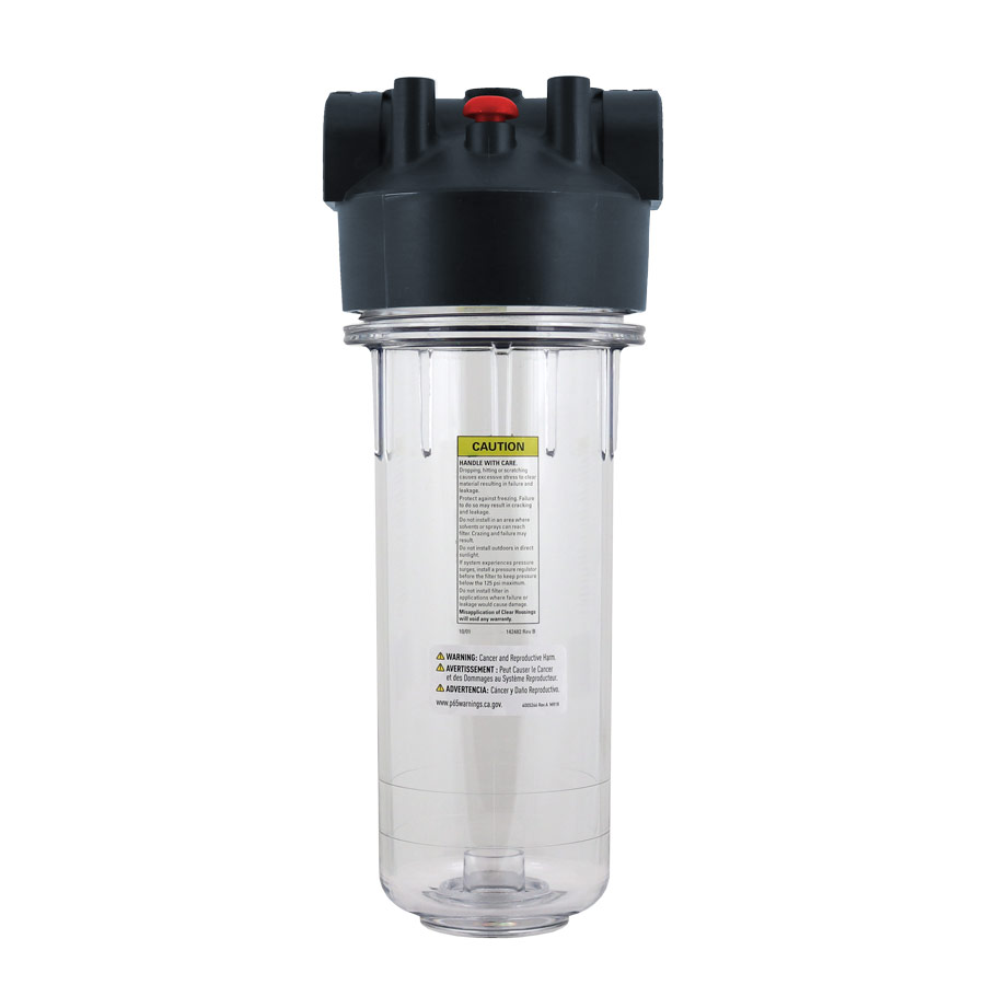 Pentek Dura Series 10" Clear Filter Housing w/ 3/4" Ports and Pressure Release (Accepts 10" x 2.5" Cartridges)