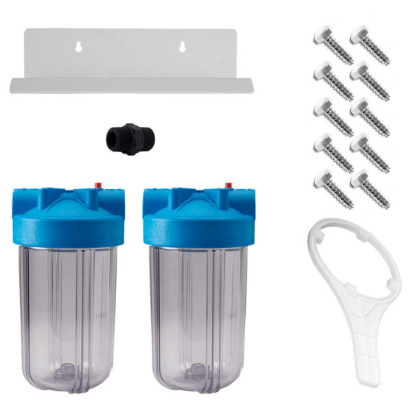 Dual Full Flow/BB Sediment Filter Housing Kit (10" x 4-1/2" Clear)