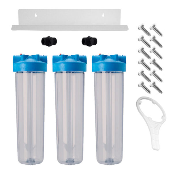 Clear Sediment Filter Housing Kit, Triple 20" x 4-1/2" Full Flow/BB