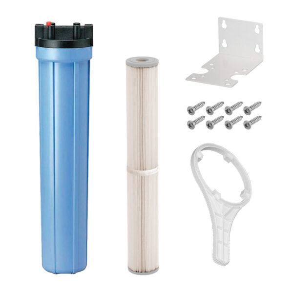 Ultraviolet Sterilizer 3/4" Ports System: 20" x 2-1/2" Blue 5 Micron Sediment Filter Kit