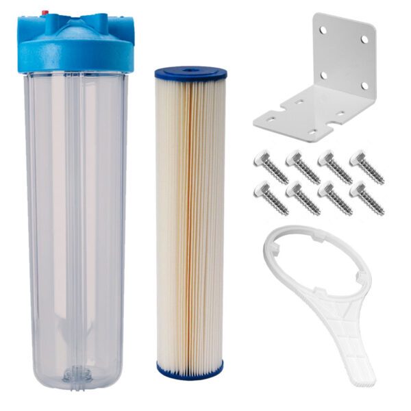 UV Light Sterilizer 1" Ports System: 20" x 4-1/2" Clear 5 Micron Sediment Filter Kit