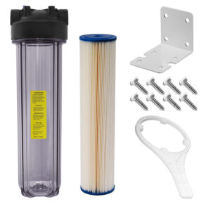 UV Light Sterilizer 1" Ports System: 20" x 4-1/2" Clear 5 Micron Sediment Filter Kit