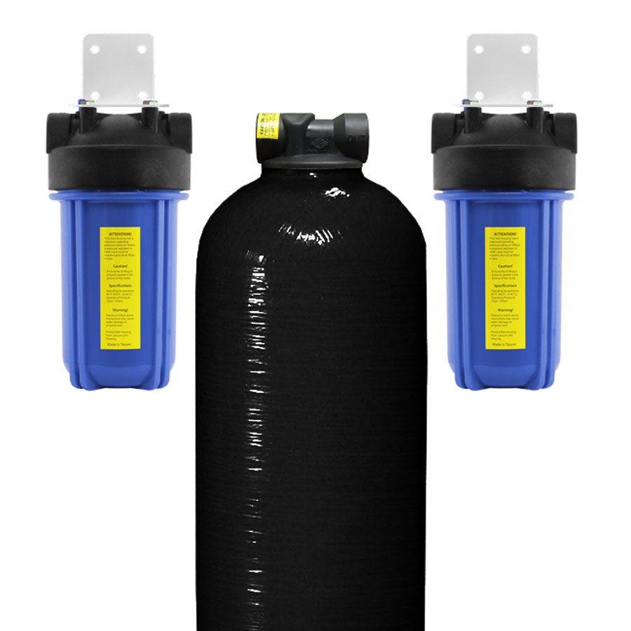 Non-Backwashing Whole House Carbon Water Filter (10" Full-Flow Housings Sediment Pre & Post Filters & 1" Ports) - Image 4